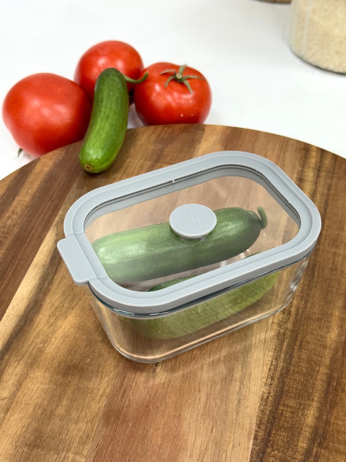 Hıelo 470 Ml Cam Saklama Kabı-Gri Şerit