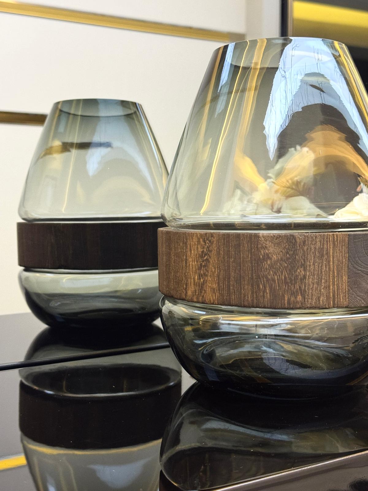 AHŞAP DETAY CAM VAZO 26/18 CM