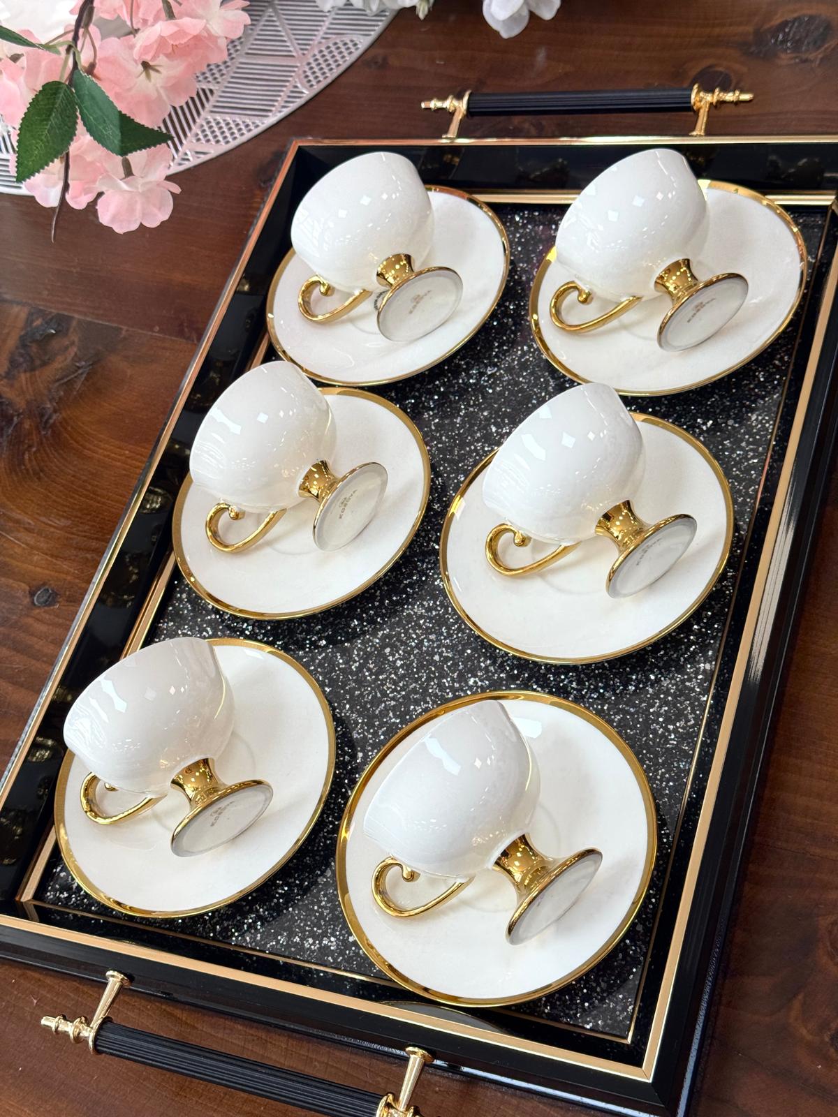 KOSAVA 6 Kişilik Porselen Fincan Takımı 90 cc