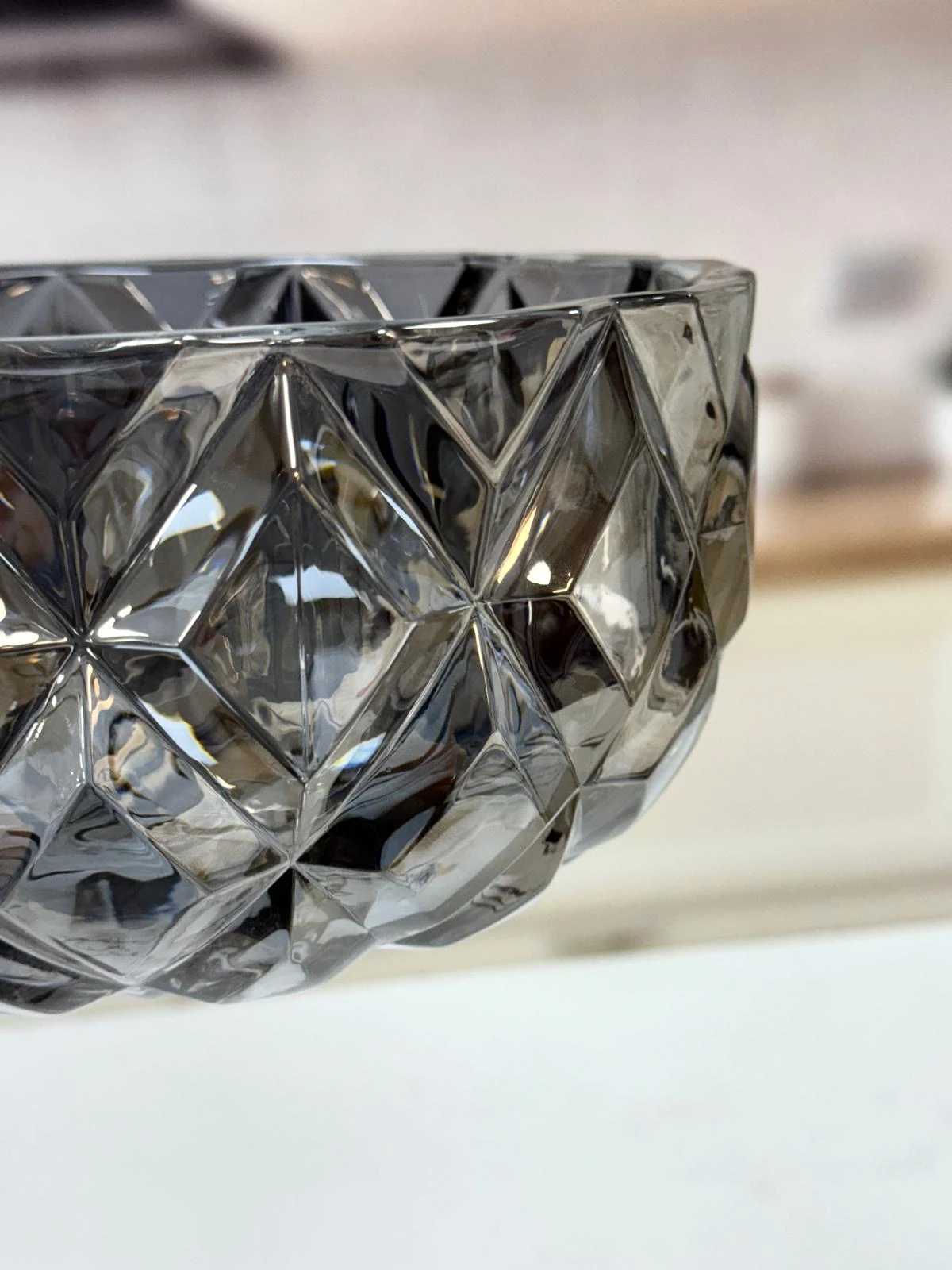 Cam Derin Model Kristal Kase Füme 24 Cm