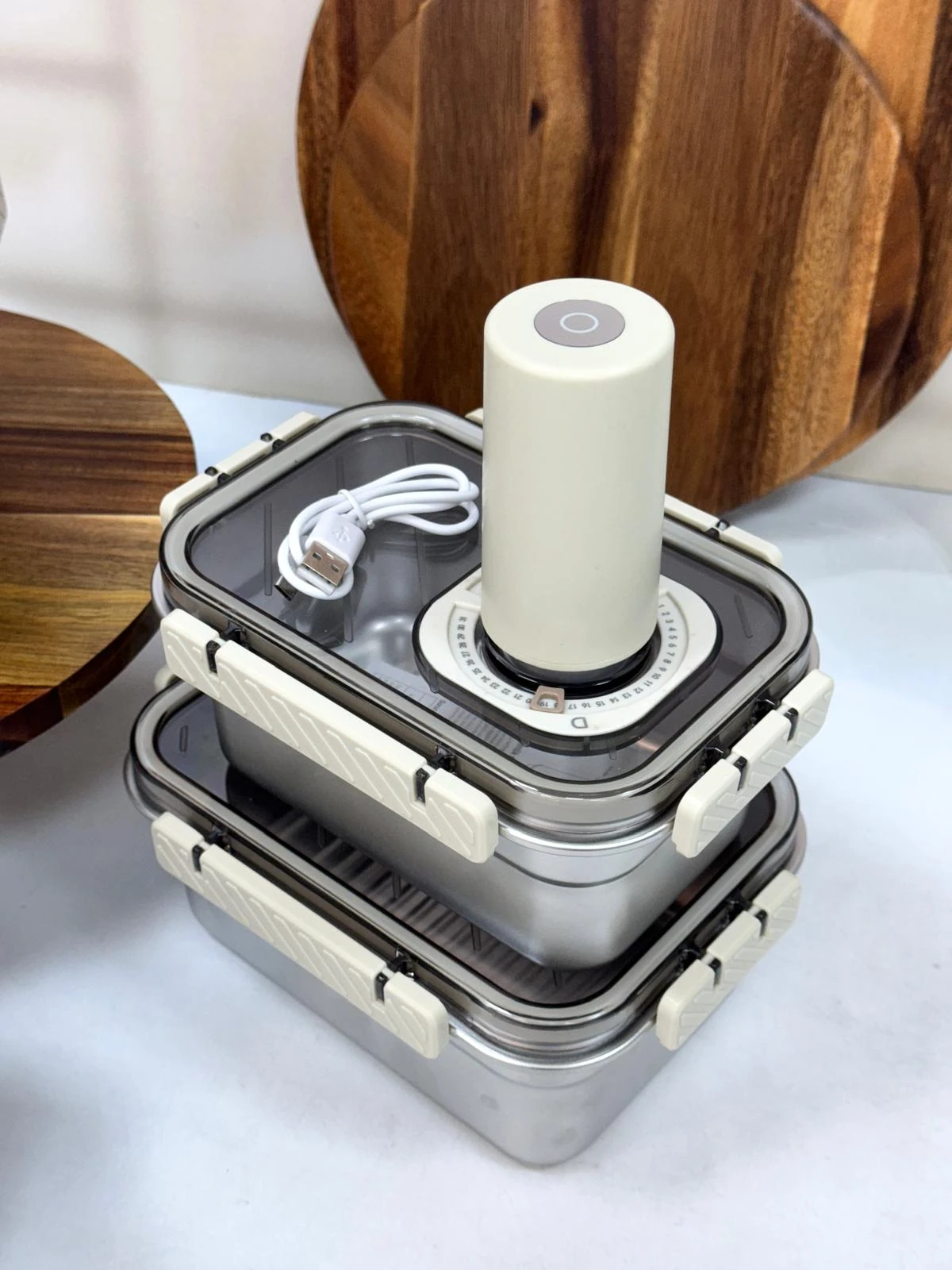 TRUST VAKUM MAKİNELİ ÇELİK SAKLAMA KABI SETİ