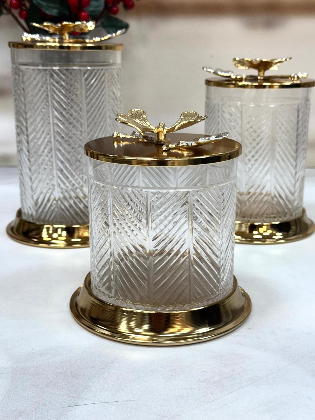 ŞAHANE HOME 3 Lü Dekoratif Kapaklı Cam Kavanoz 1500/1200/1000 ml
