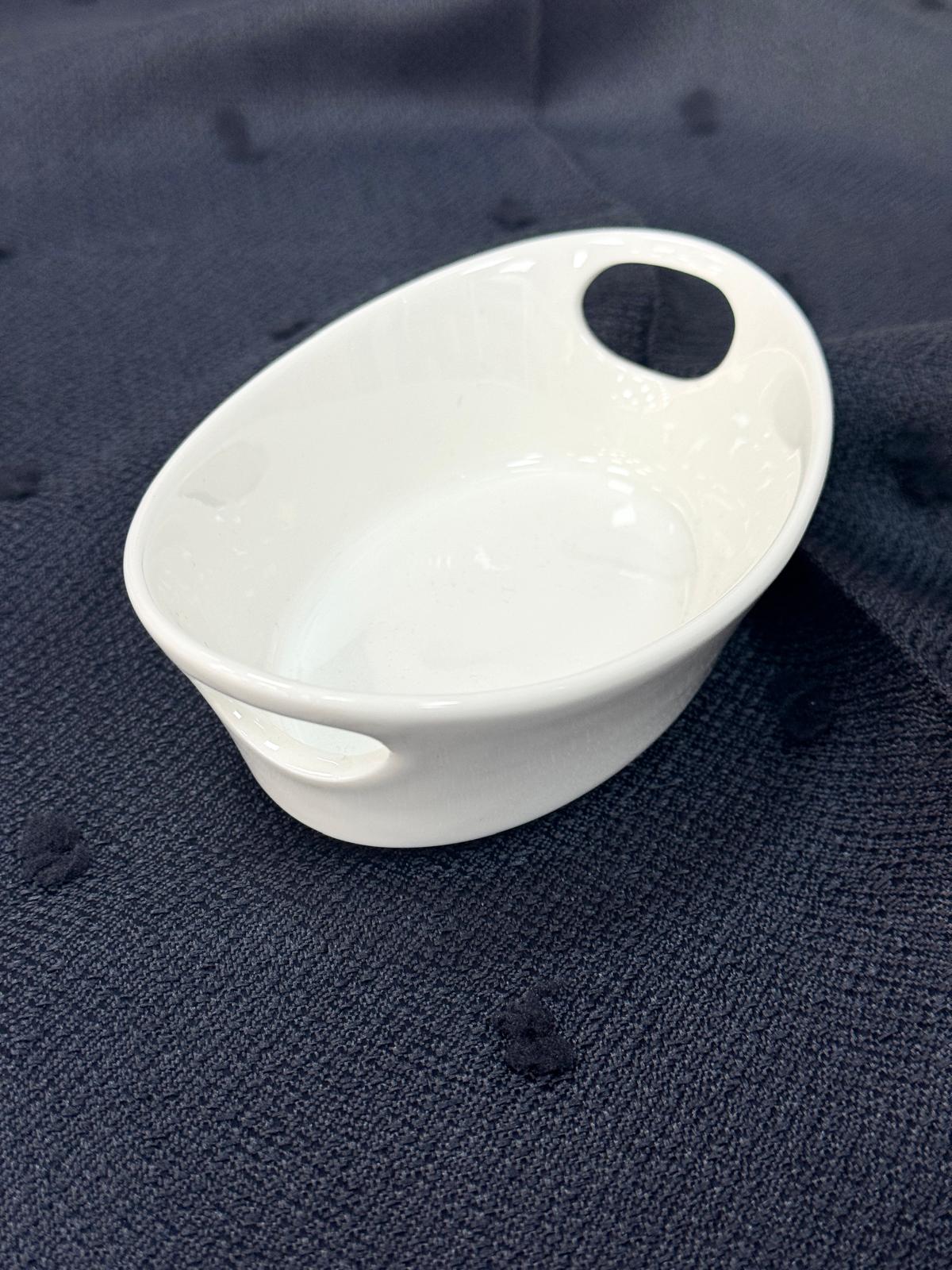 ACAR Bianco Perla Oval Kulplu Kase Porselen