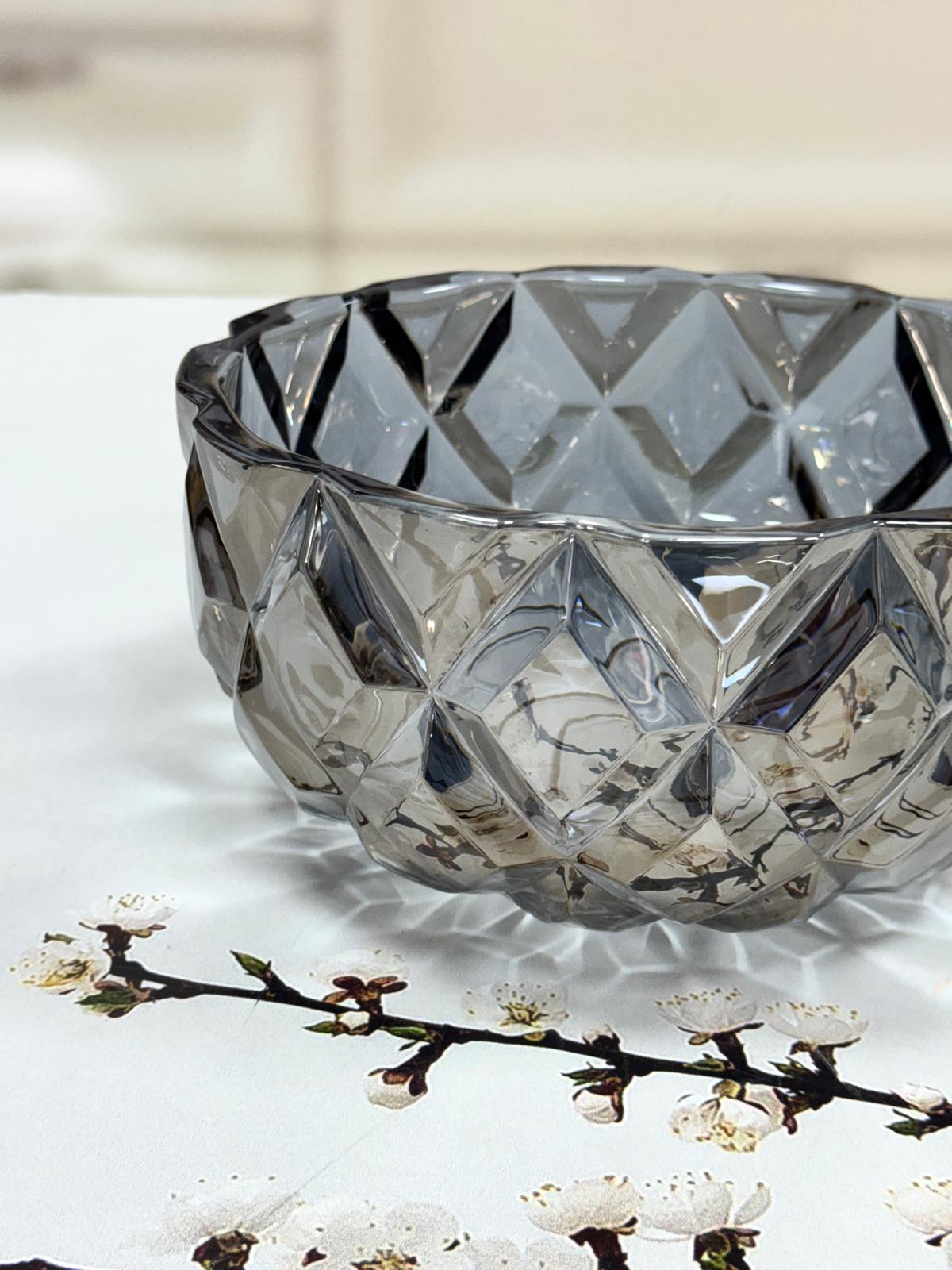 Cam Derin Model Kristal Kase Füme 24 Cm