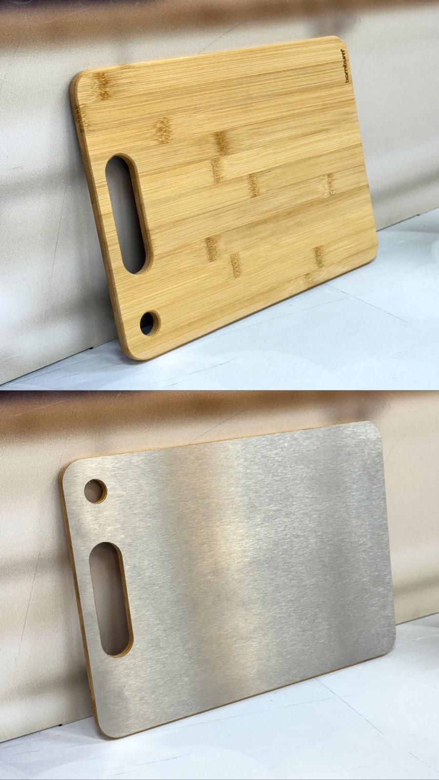 Çift Taraflı Çelik Ve Bambu Kesme Tahtası 34/24 Cm