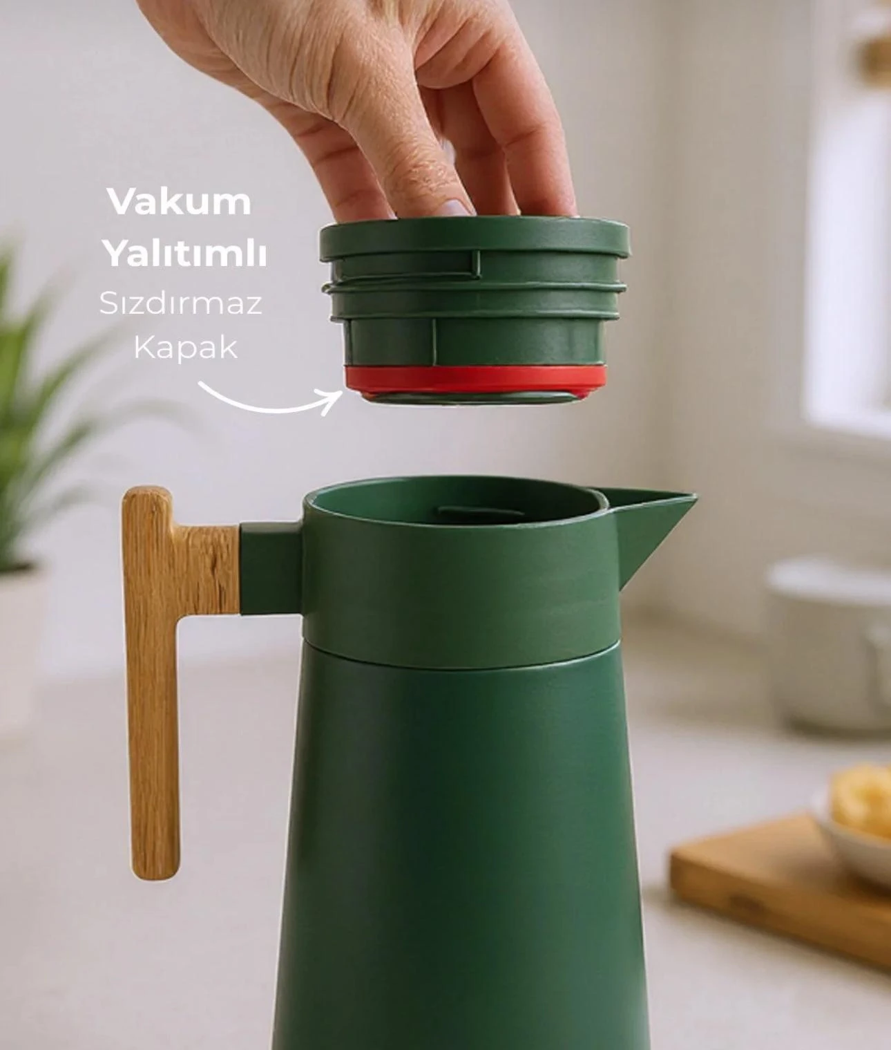 NORTH BAMBU SAPLI ÇELİK TERMOS-YEŞİL 2 LİTRE