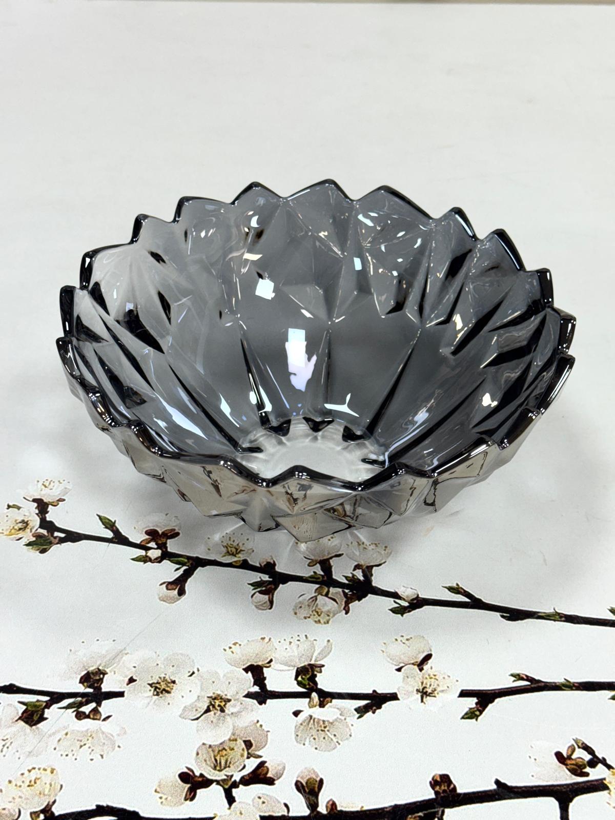 Cam Kristal Derin Kase Füme 24 Cm