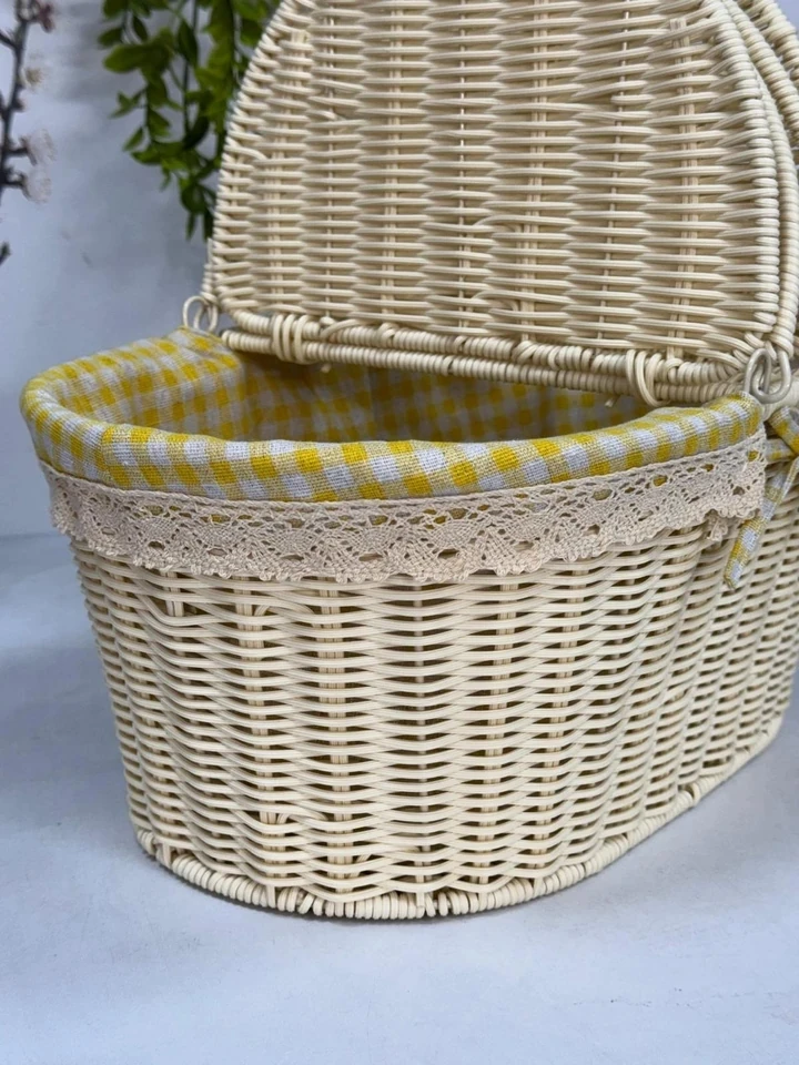 KOSAVA Kumaşlı Oval Piknik Sepeti 40 cm
