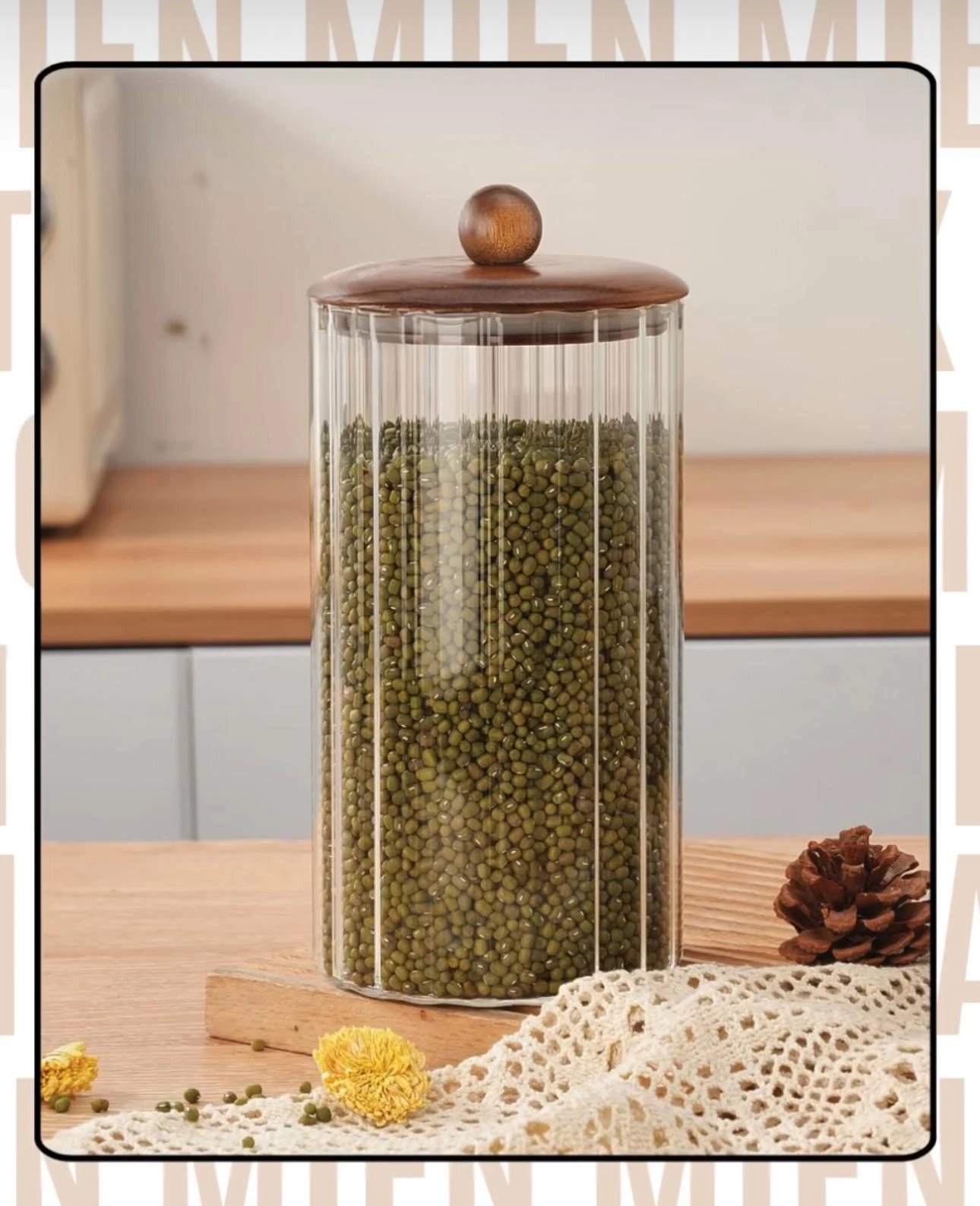 AKASYA KAPAKLI LINE CAM KAVANOZ 1550 ML