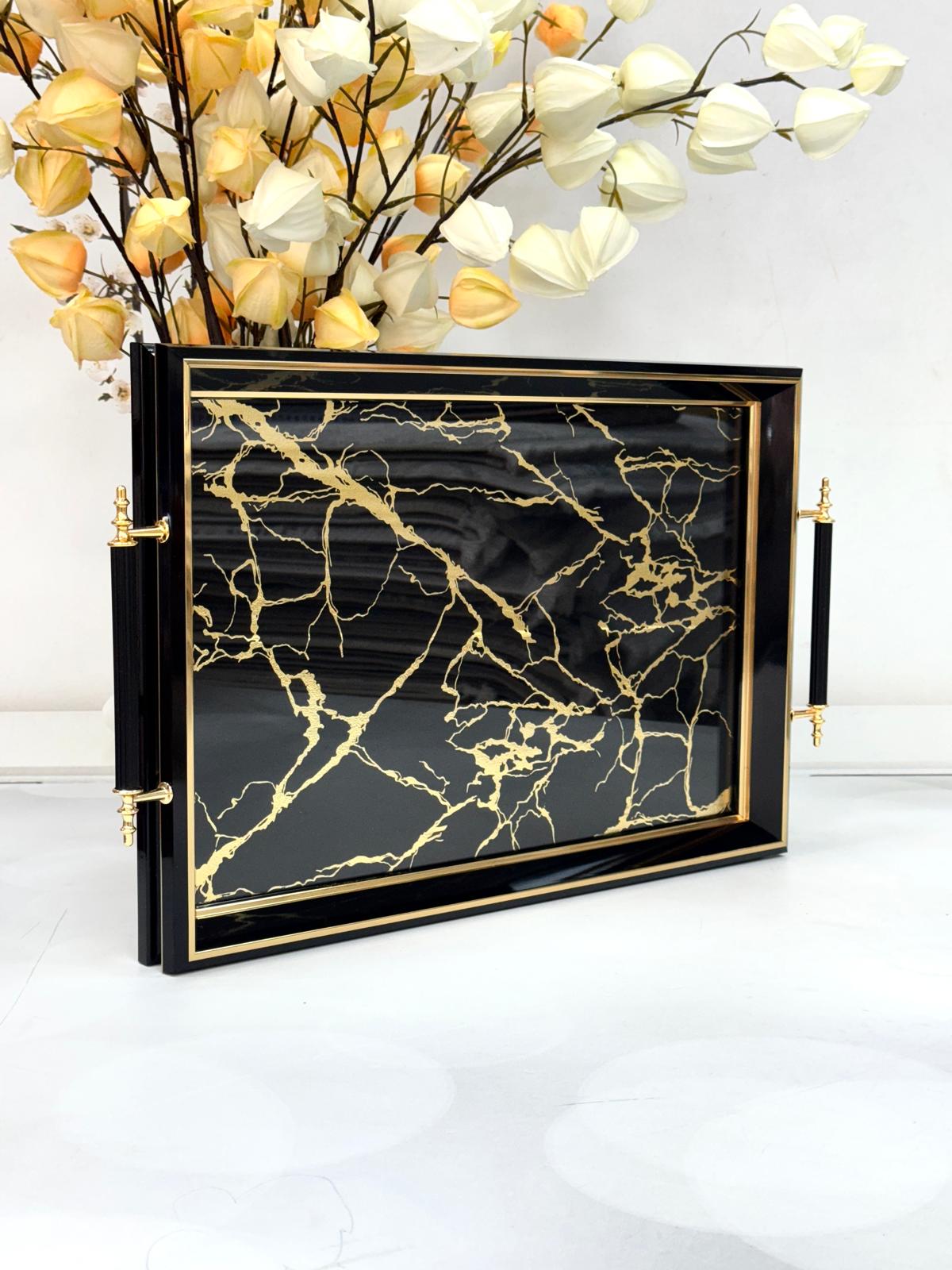 Dikdörtgen Lüx Tepsi Mermer Desen 45/31 Cm