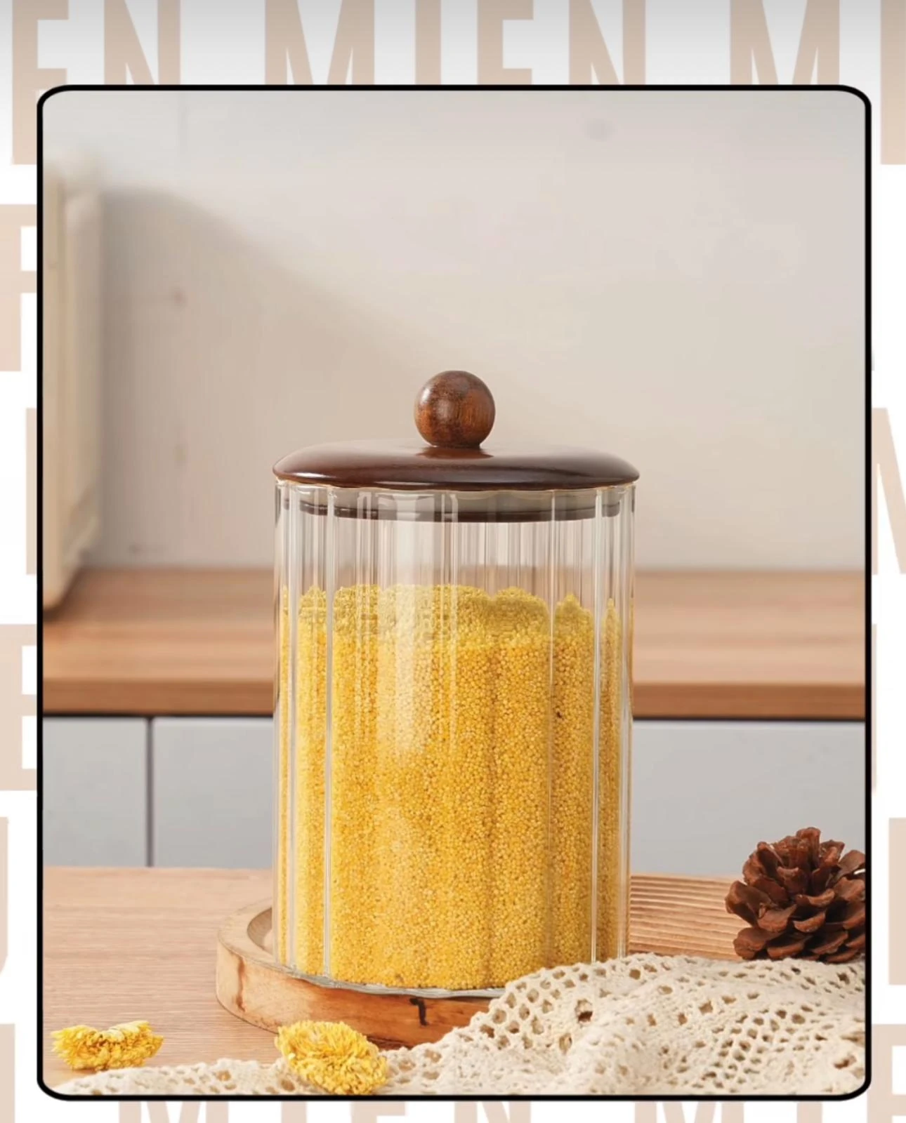 AKASYA KAPAKLI LINE CAM KAVANOZ 1150 ML