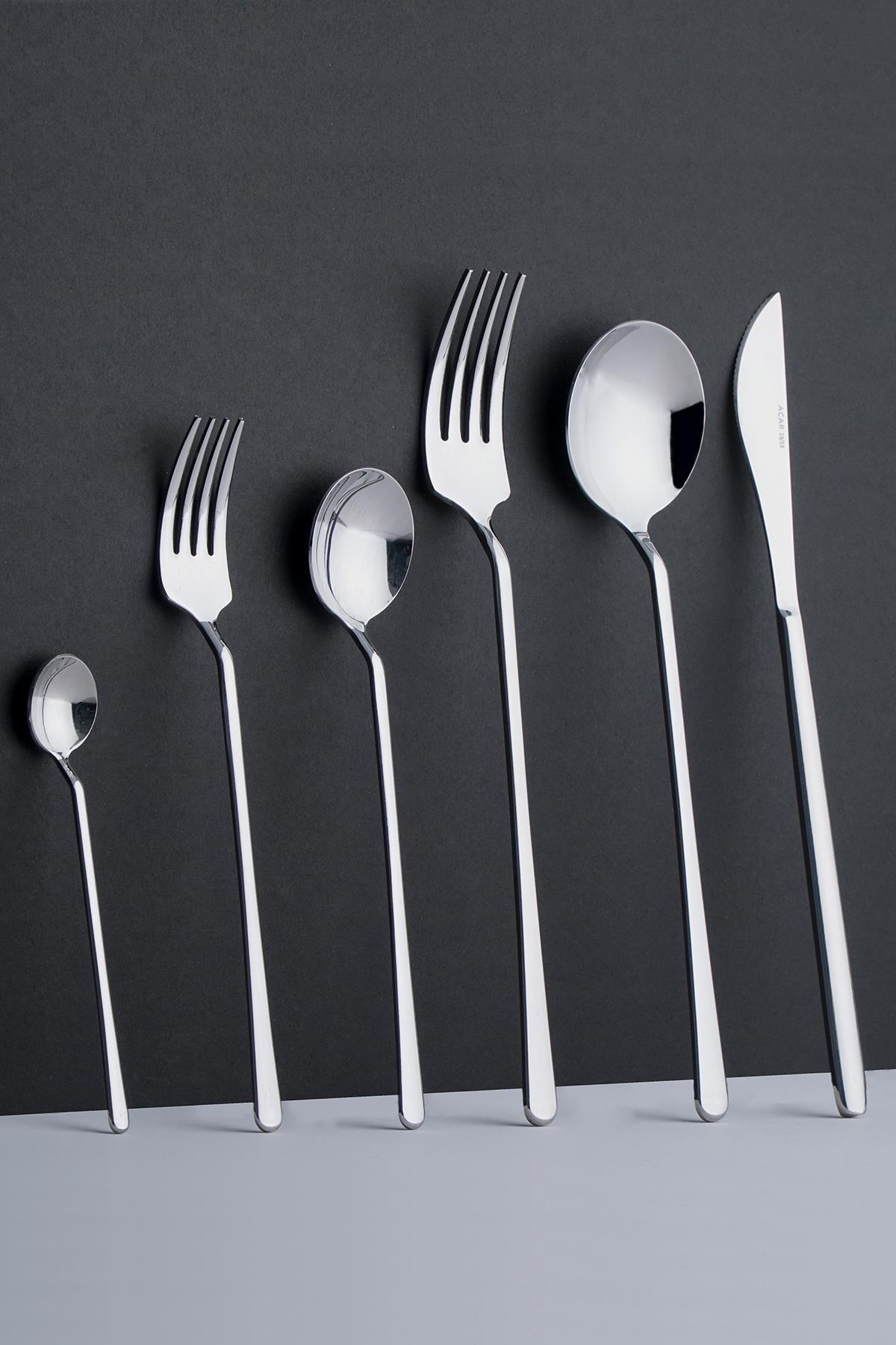 ACAR Milano 36 Parça Platin Çatal Kaşık Bıçak Takımı