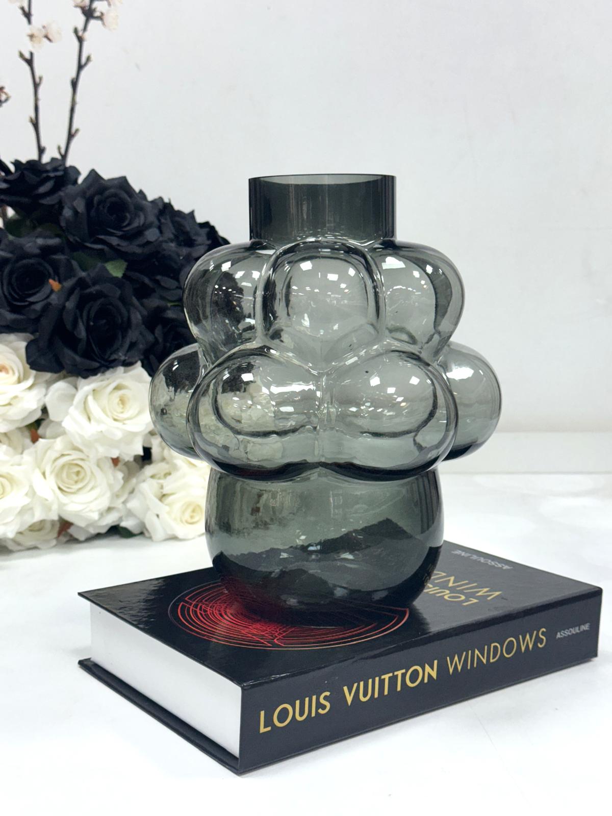 BUBBLE CAM VAZO BÜYÜK AÇIK GRİ 27 CM