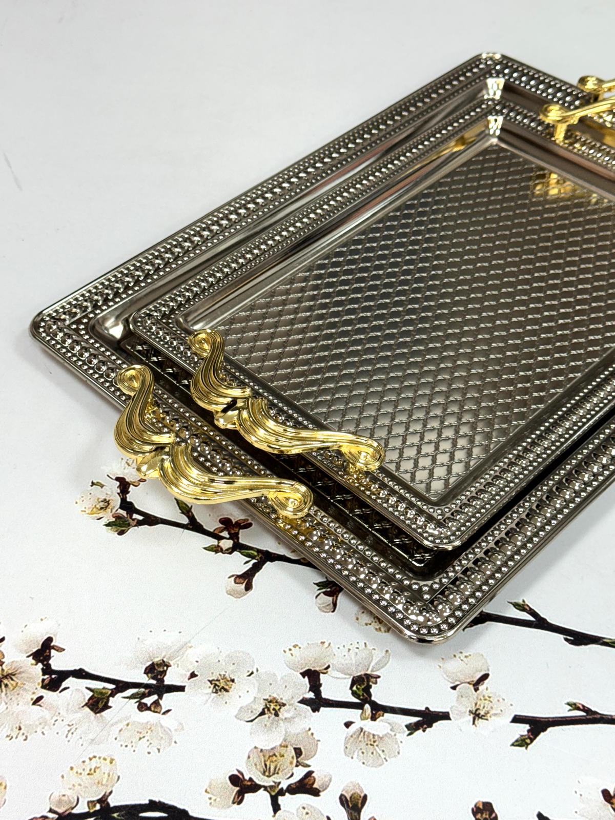 Metal 2 Li Dikdörtgen Tepsi Seti 50/32 Cm 41/25 Cm