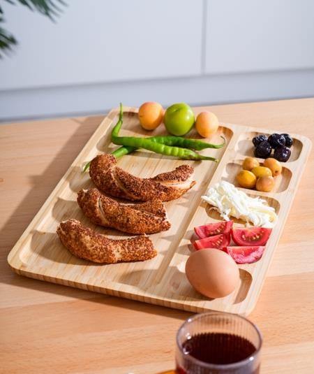 ACAR Bambu Kahvaltı Sunum Tabağı 5 Bölmeli