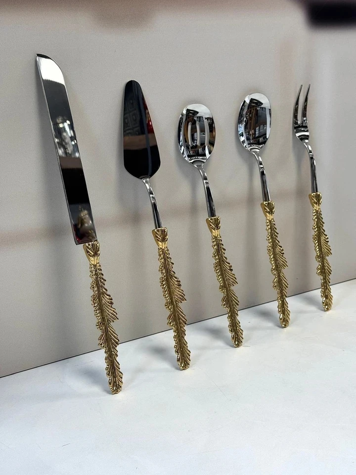 Şahane Home Tüy 5 Parça Servis Seti Gold