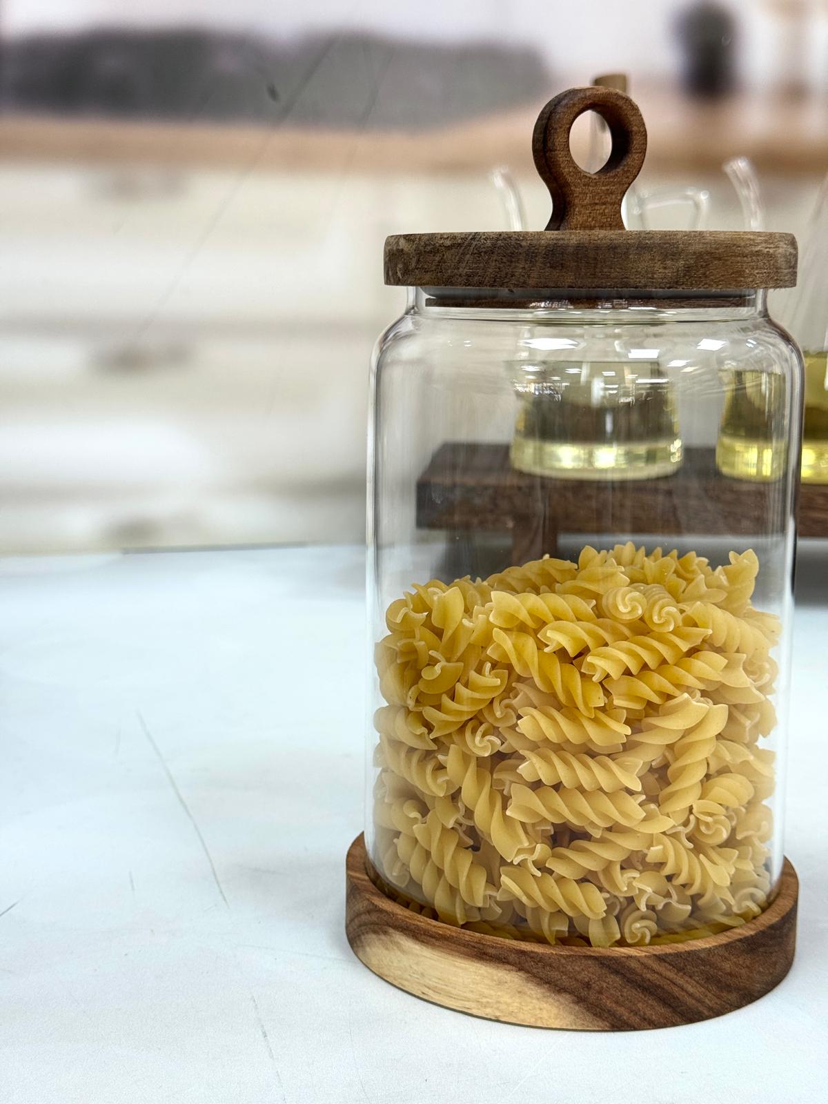 Nora 1850 Ml Akasya Kapak Ve Standlı Kavanoz