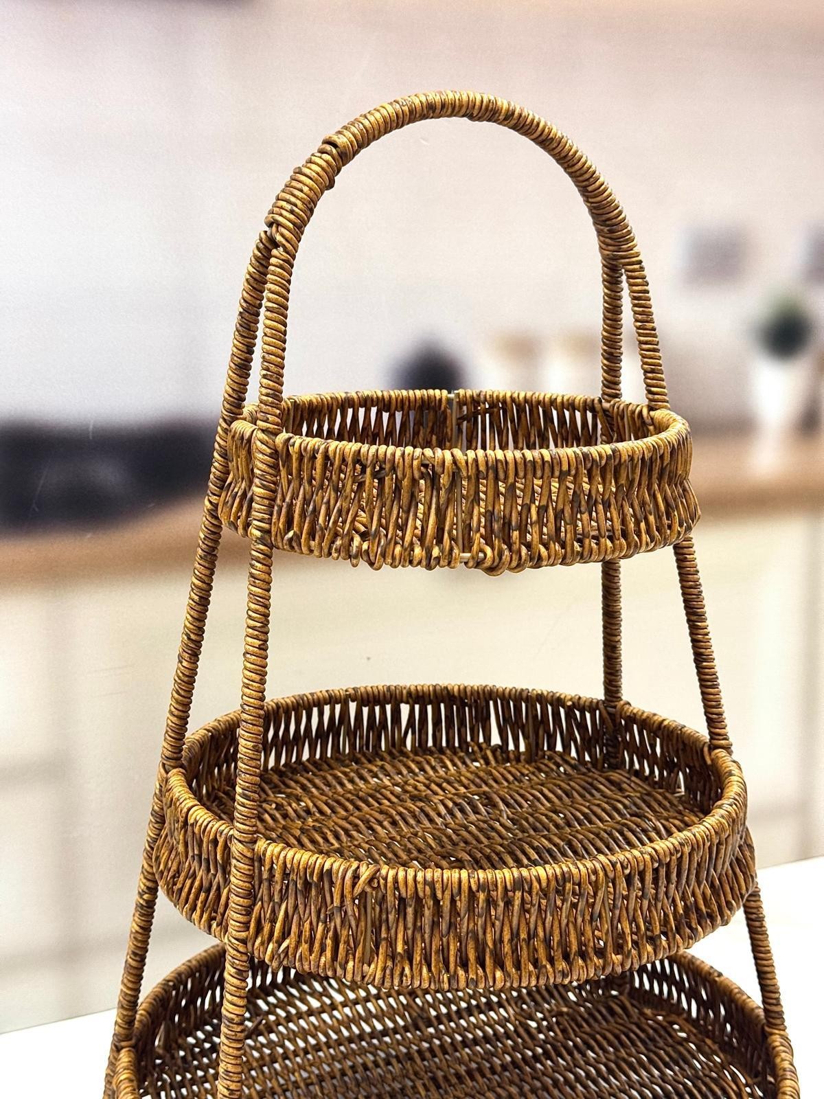 KOSAVA Kosova 3 Katlı Rattan Sunumluk