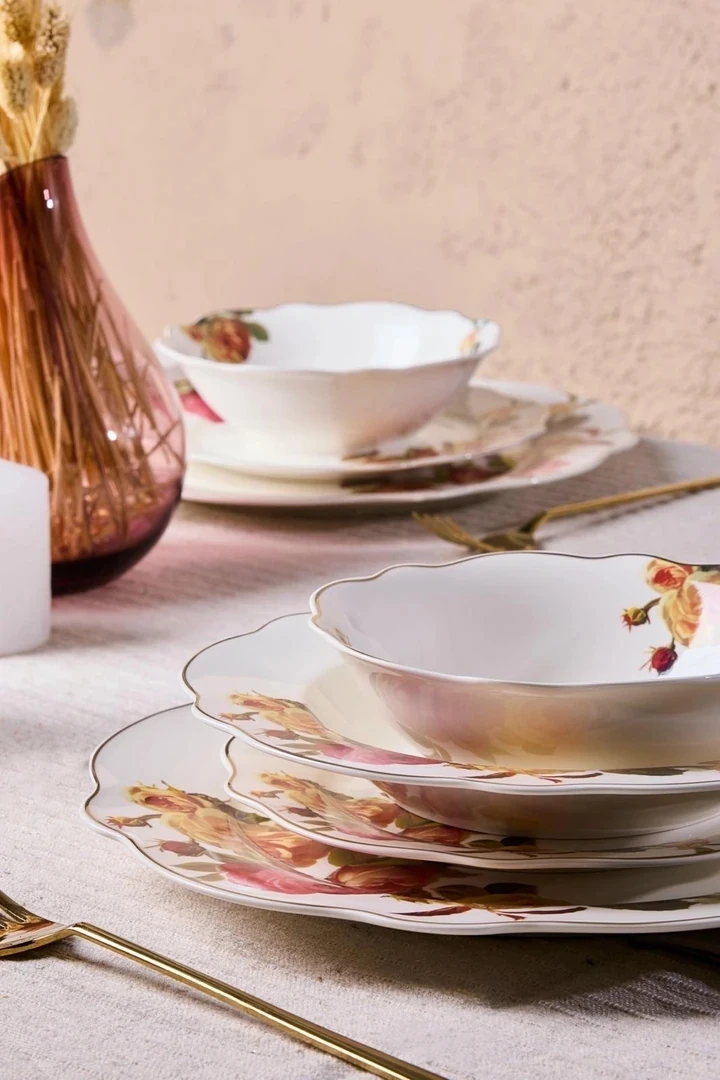 Perotti Rose Garden 24 Parça 6 Kişilik Porselen Yemek Takımı