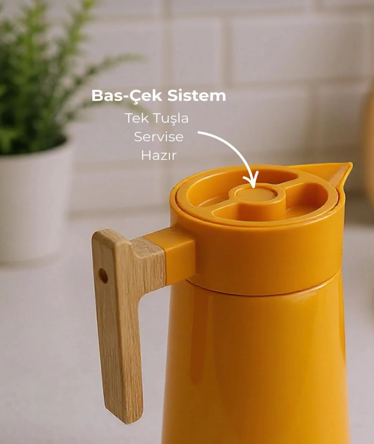 NORTH BAMBU SAPLI ÇELİK TERMOS 2 LİTRE-TURUNCU