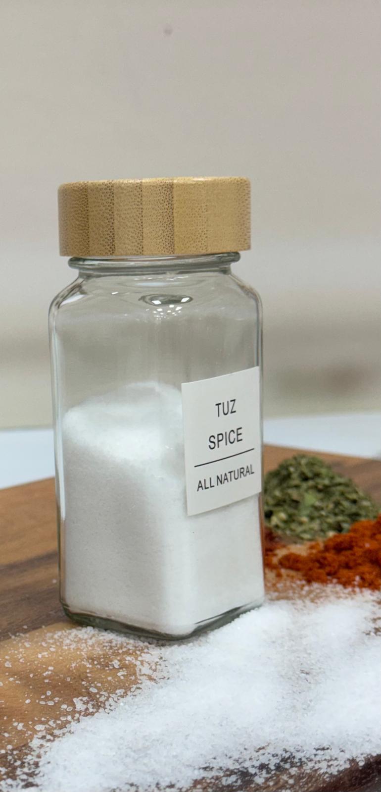 AROW Etiketli Bambu Kapak Cam Baharatlık 100 ml