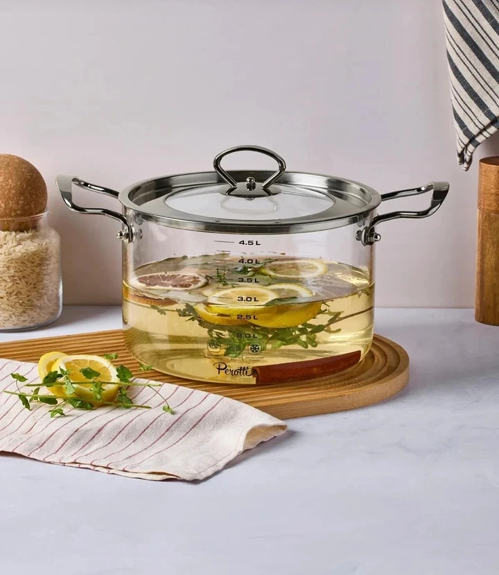 Perotti LOGAN SİLVER 4,5 LİTRE ISIYA DAYANIKLI CAM TENCERE