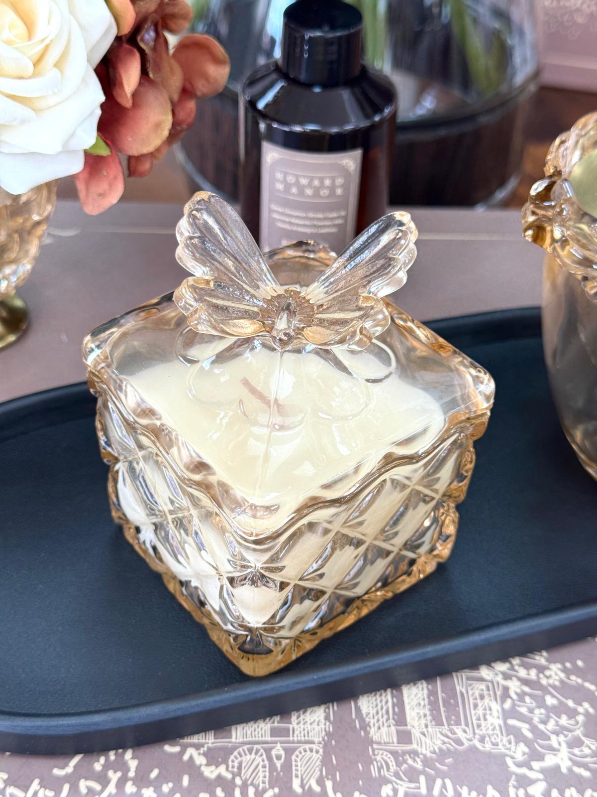 Tasarım Cam Mumluk Ve Koku Seti-Amber