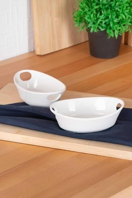 ACAR Bianco Perla Oval Kulplu Kase Porselen