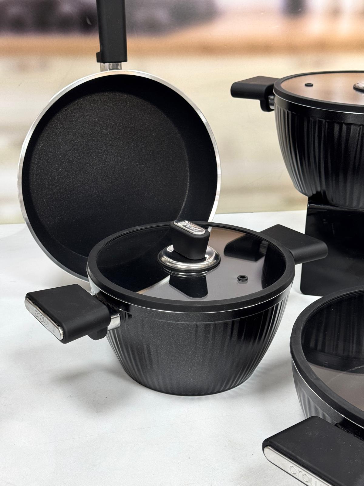 GİALLO NONSTİCK 7 PARÇA GRANİT DÖKÜM TENCERE SETİ SİYAH