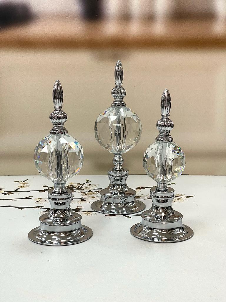 Şahane Home 3 Lü Desenli Küre Gümüş