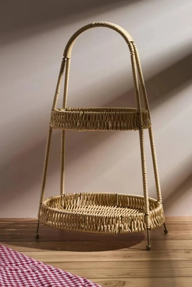 Perotti 2 Katlı Rattan Organizer Sepet 40/20 cm