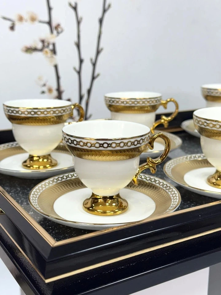 KOSAVA 6 Kişilik Porselen Fincan Takımı 90 cc