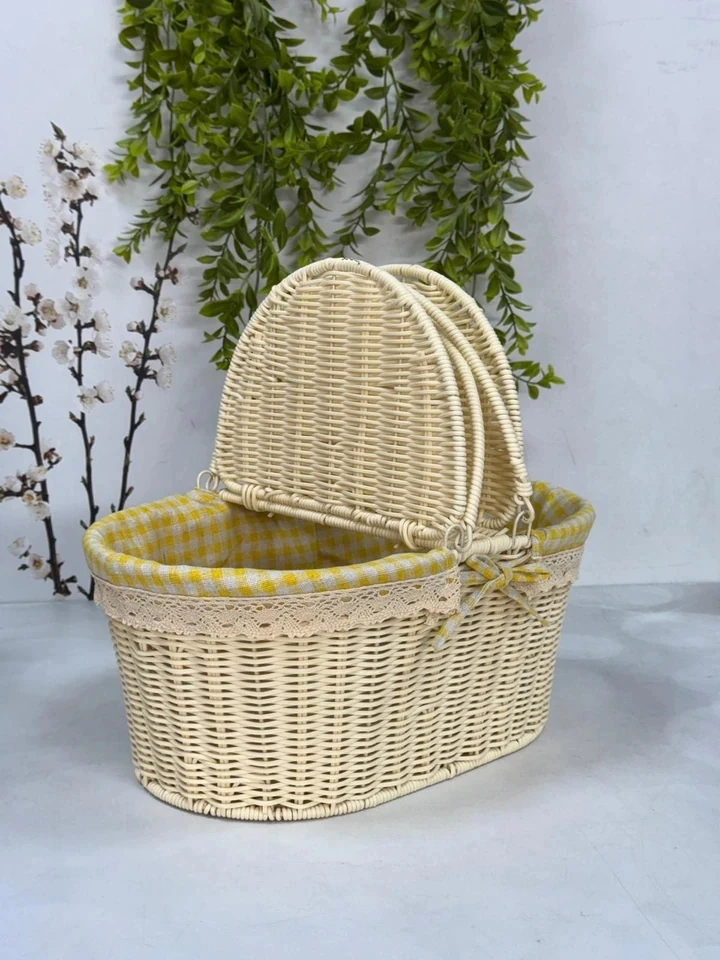 KOSAVA Kumaşlı Oval Piknik Sepeti 40 cm