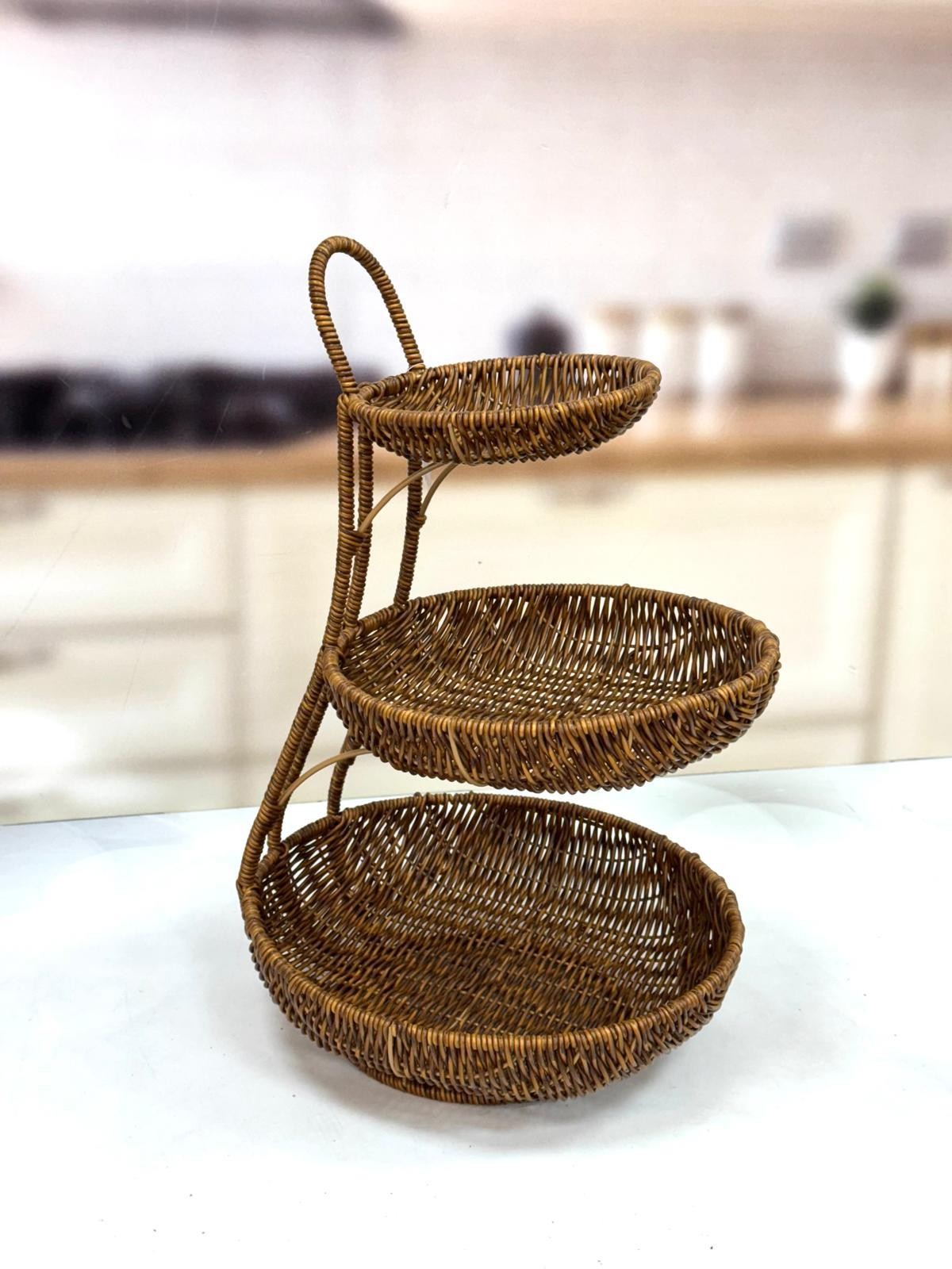KOSAVA 3 Katlı Rattan Sunumluk 30/25/17 cm