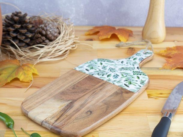 BAMBUM KANGURU DİKDÖRTGEN YAPRAK DESEN KESME TAHTASI