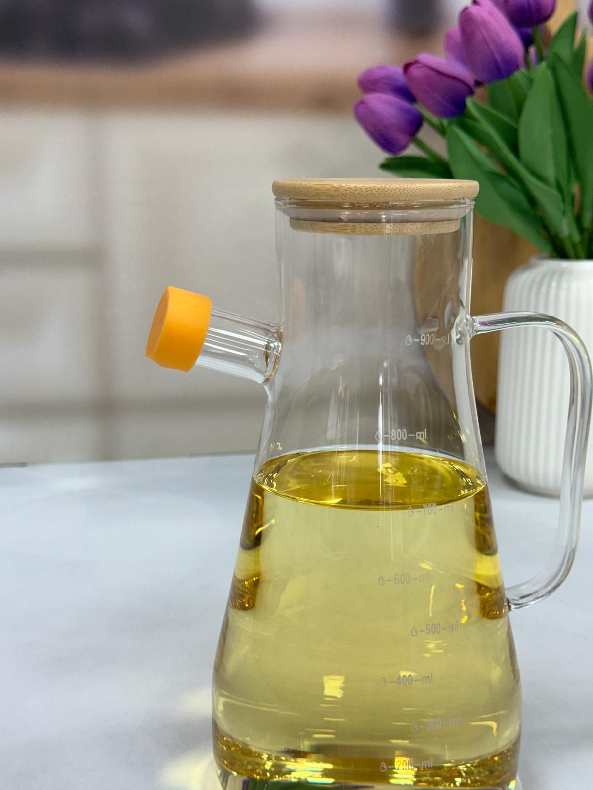 MARY BAMBU KAPAK 900 ML CAM YAĞDANLIK