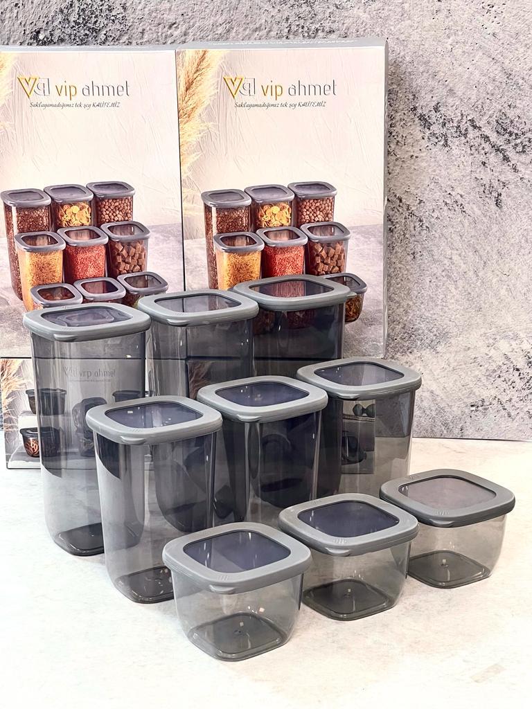 Vip Ahmet Kumsal Kare Saklama Kabı Şeffaf Füme Set 9 Lü | Koyuncu Home