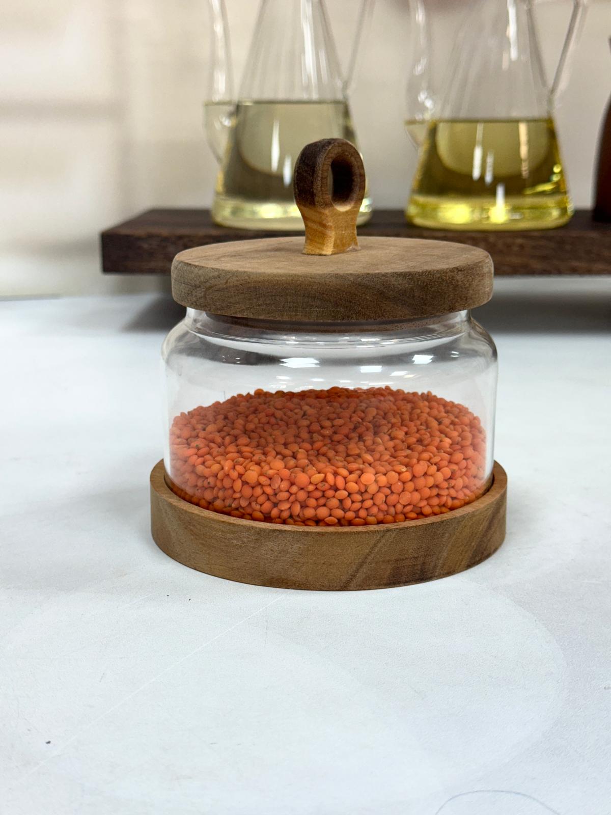 Nora 750 Ml Akasya Kapak Ve Standlı Kavanoz