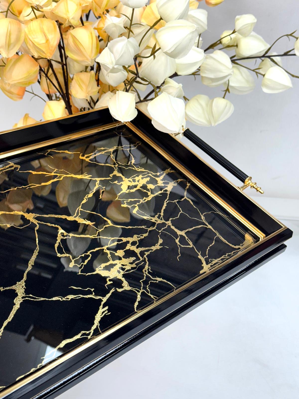 Dikdörtgen Lüx Tepsi Mermer Desen 45/31 Cm