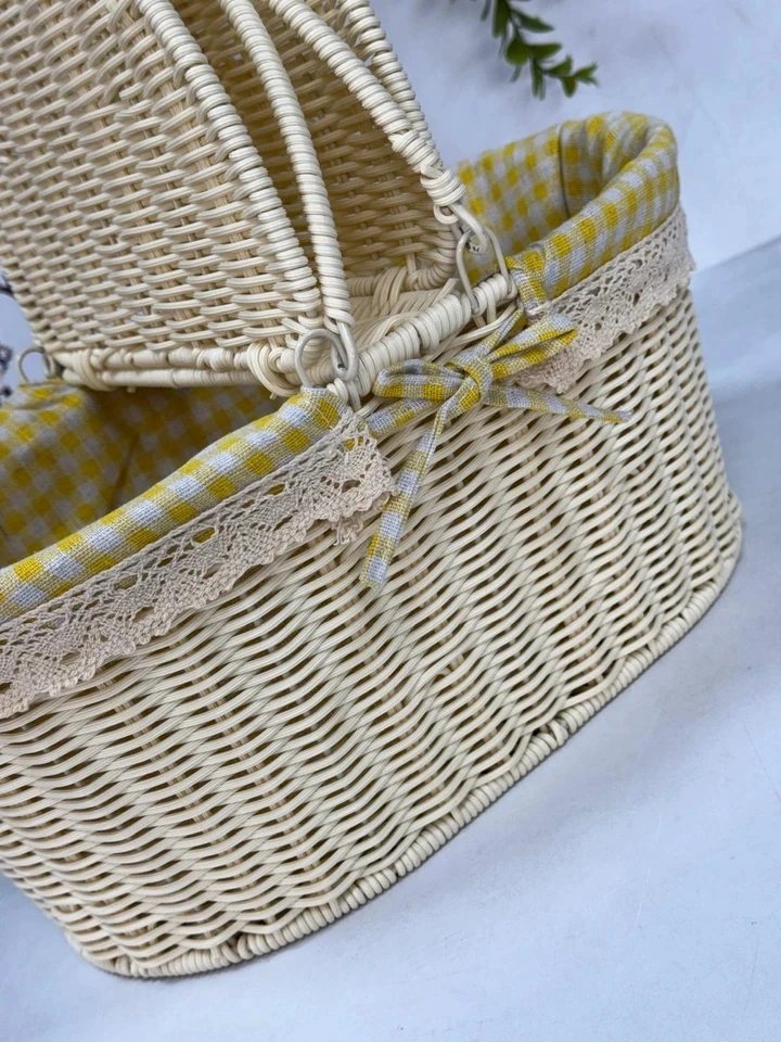 KOSAVA Kumaşlı Oval Piknik Sepeti 40 cm