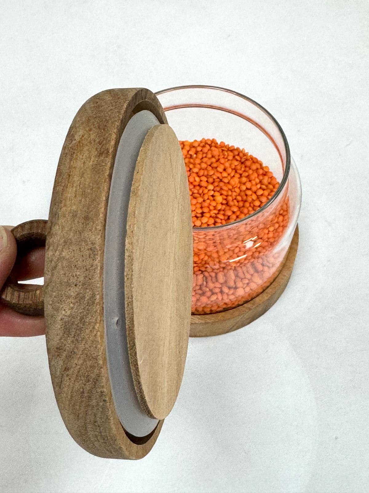 Nora 750 Ml Akasya Kapak Ve Standlı Kavanoz