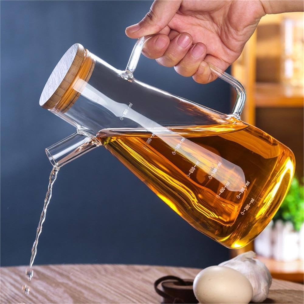 MARY BAMBU KAPAK 900 ML CAM YAĞDANLIK