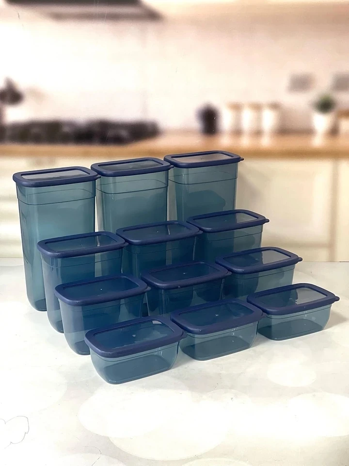 Vip Ahmet Kumsal Dikdörtgen Saklama Kabı Mavi 12 Li Set 3X3250-3X2000-3X1300 -3X750 ML