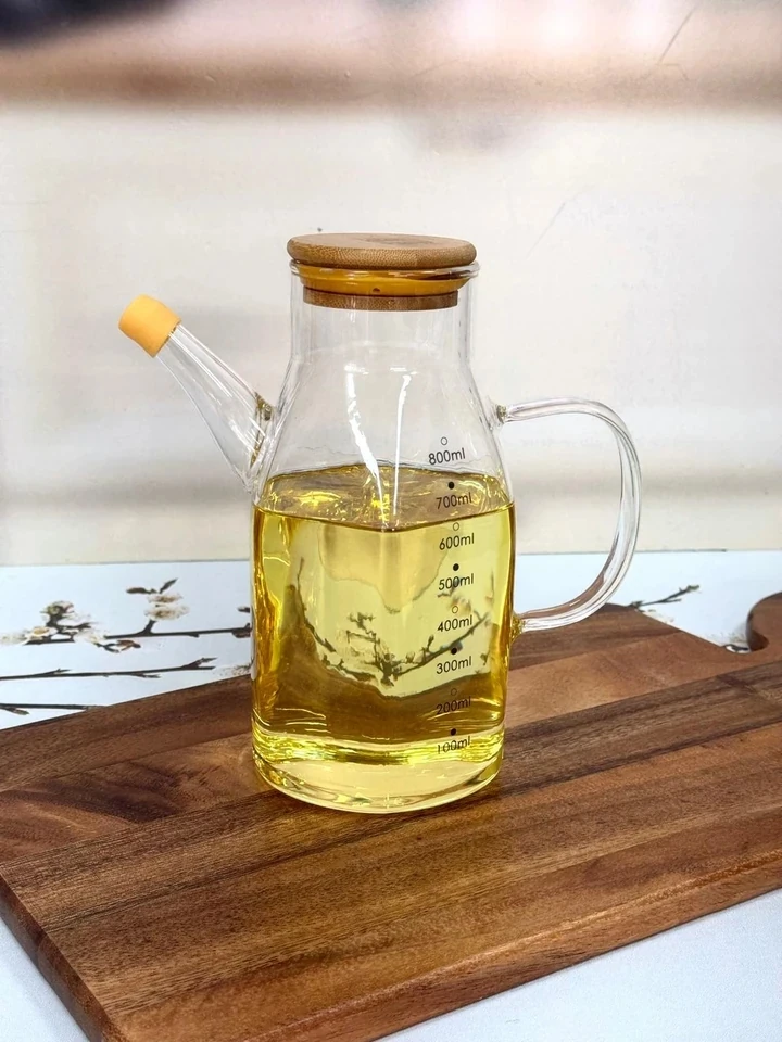 KOSAVA Bambu Kapak Cam Yağdanlık 800 Ml