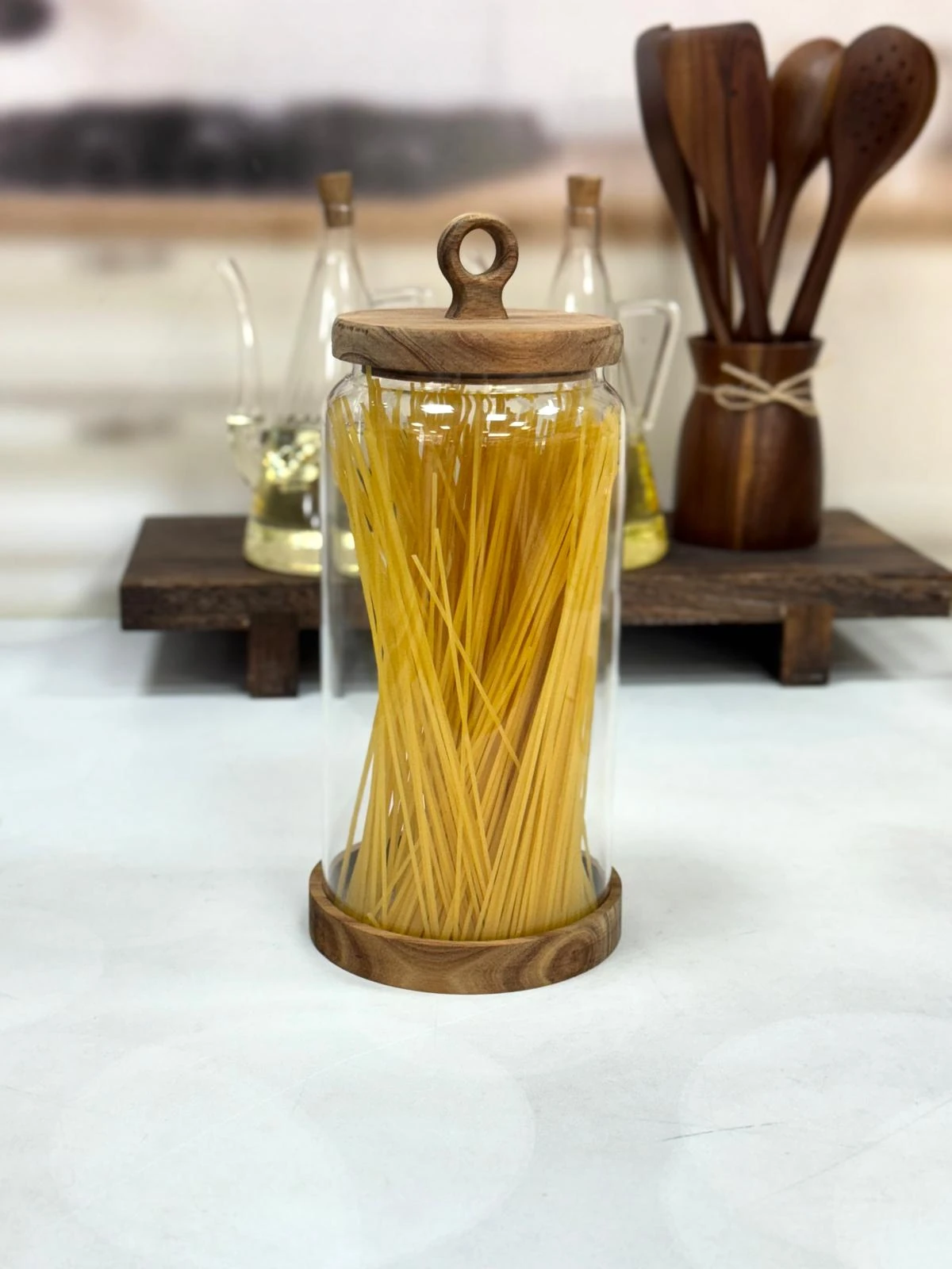 Nora 2350 Ml Akasya Kapak Ve Standlı Kavanoz