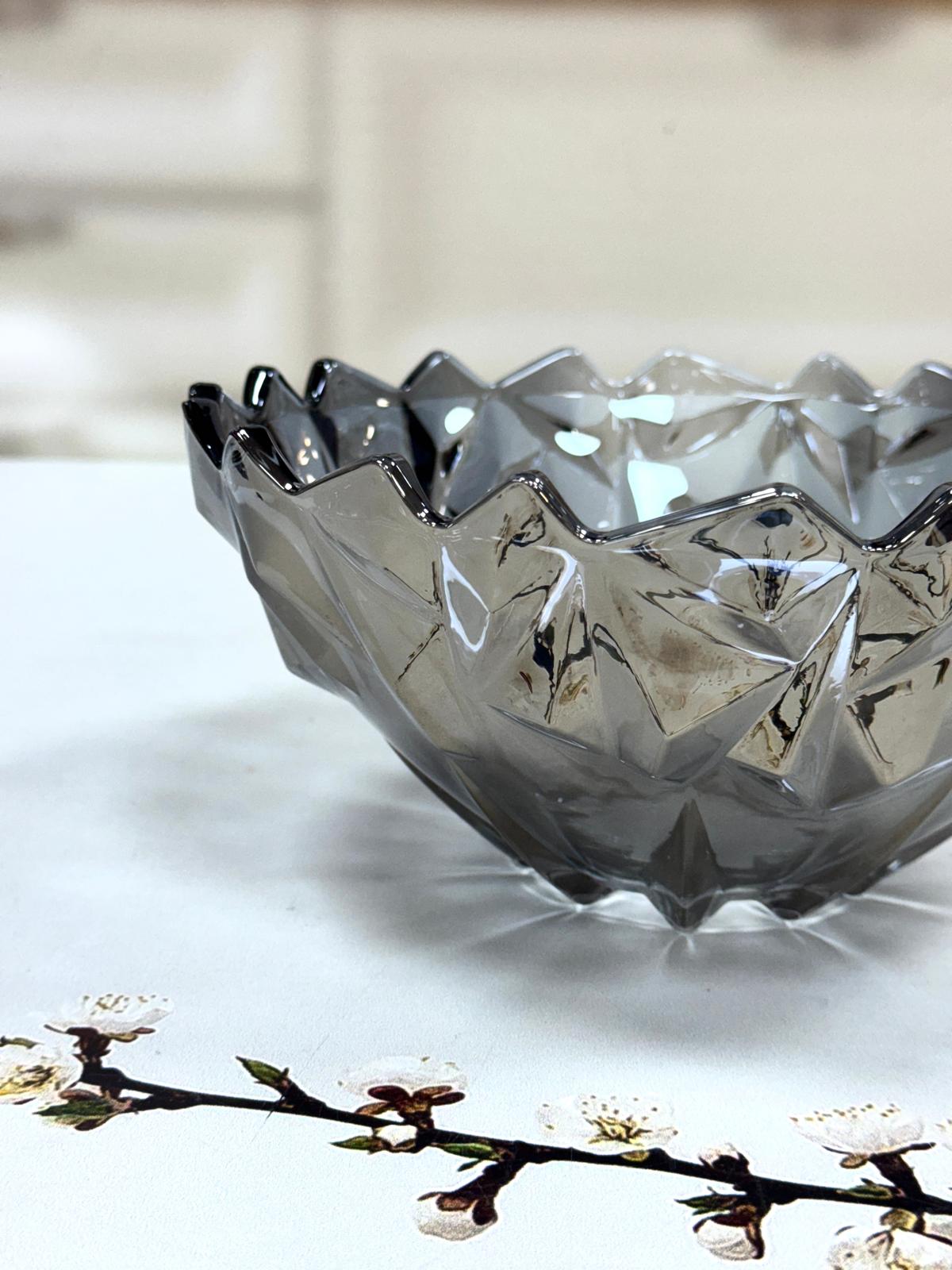 Cam Kristal Derin Kase Füme 24 Cm