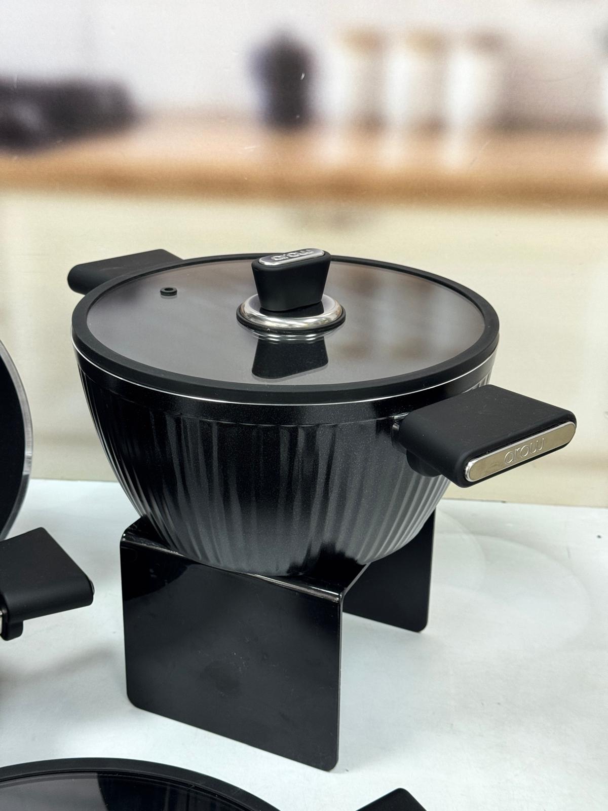 GİALLO NONSTİCK 7 PARÇA GRANİT DÖKÜM TENCERE SETİ SİYAH