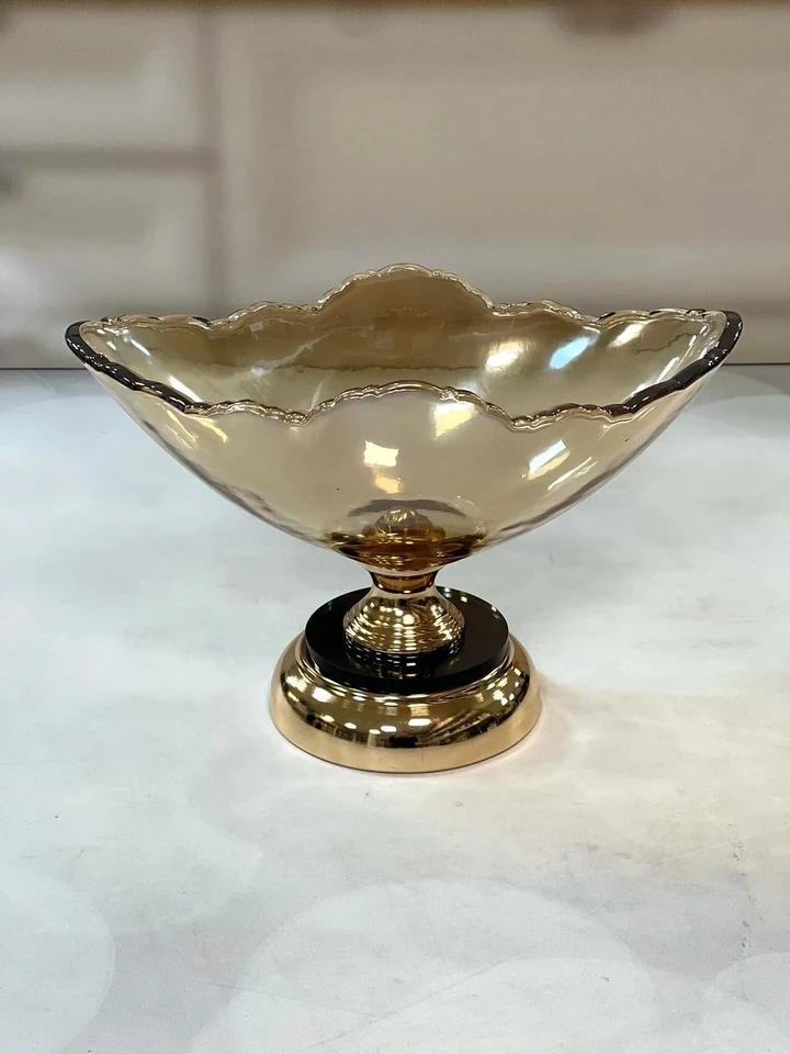 Şahane Home Dekoratif Cam Gondol Kase-Gold