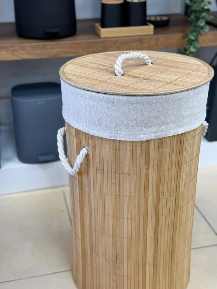 Bambu Yuvarlak Çamaşır Sepeti 58 litre