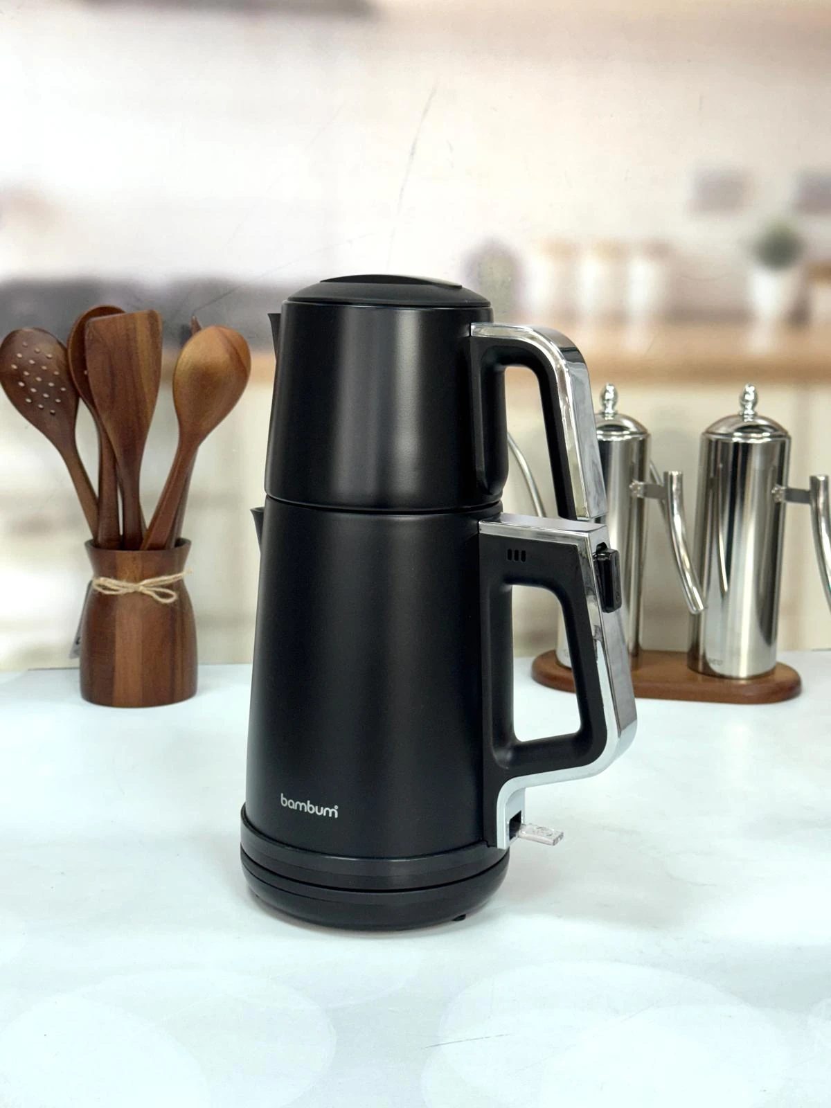 Force Elektrikli Çelik Çaycı Siyah